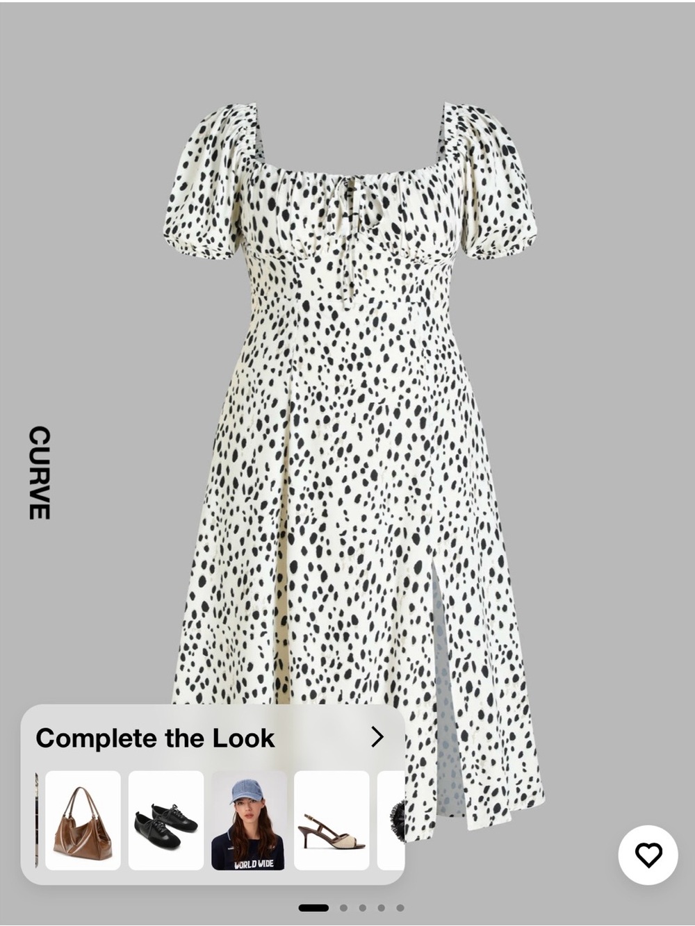 🖤 CIDER Animal Print Smocked Midi Dress 4XL Dalmatian Puff Sleeve Square Neck